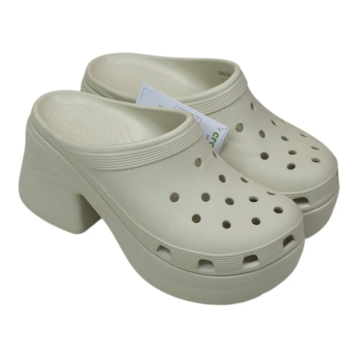 Crocs Siren Clog M9/W11 Cream Platform Slip-on Shoes 3 1/2 Heel