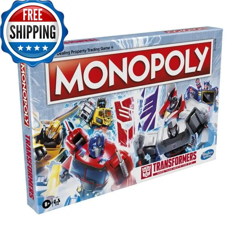 Monopoly Transformers Edition Board Game For 2-6 Players Kids Ages 8 and Up