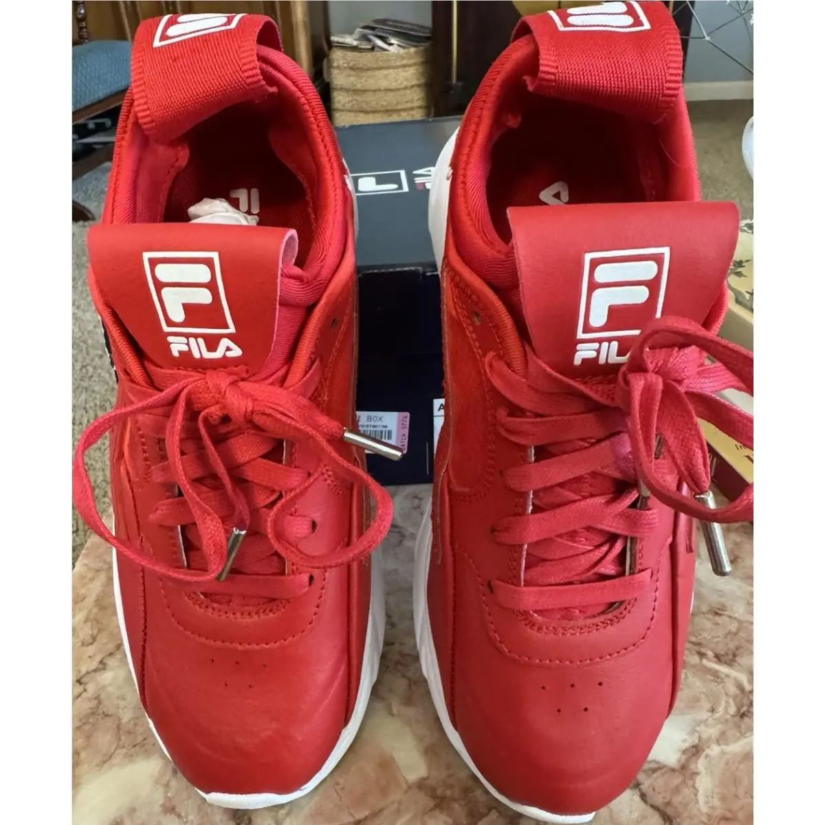 Fila Amore Women`s Red White Lace Up Sneakers Logo SRM01532-611