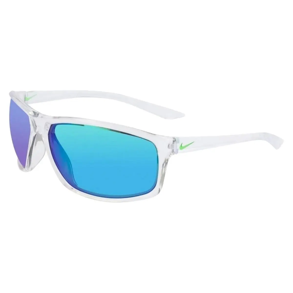 Adrenaline M Men`s Sport Wrap Sunglasses w/ Mirror Lens - EV1113 Clear/Grey Green (901) by Nike