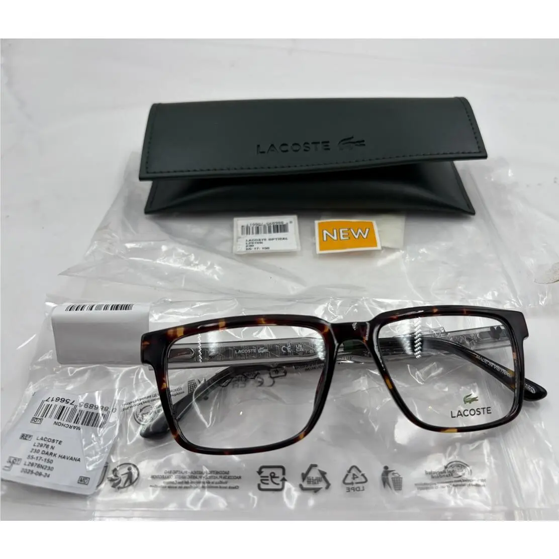 Lacoste L2976 N 230 Unisex Adult Glasses IN Dark Havana Tortoise 55-17-150