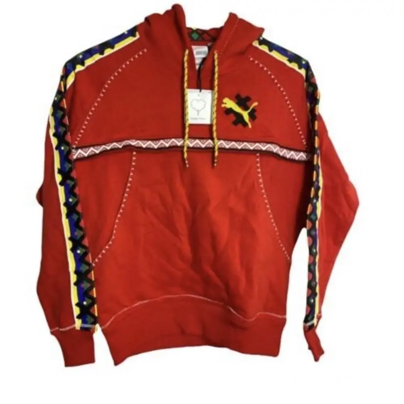 Puma x Jahnkoy Hoodie Pullover Sweatshirt Men Small Red Black All Over Print