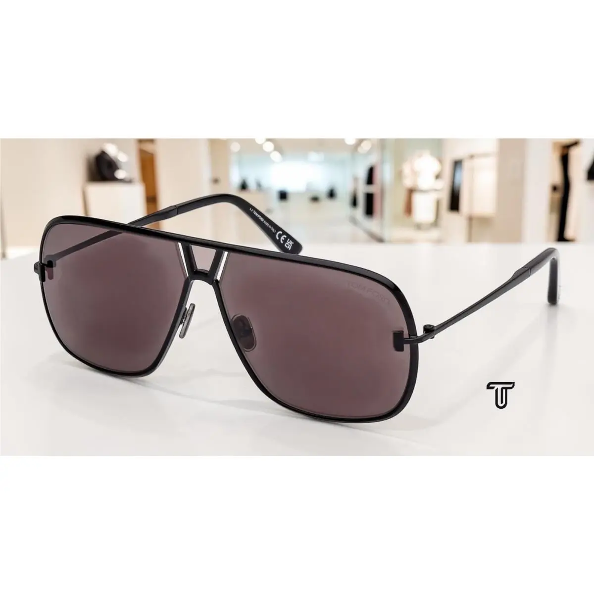 Tom Ford FT1204 01A Stavros Metal Shiny Black Smoke 63 mm Men`s Sunglasses - Frame: Shiny Black, Lens: Smoke