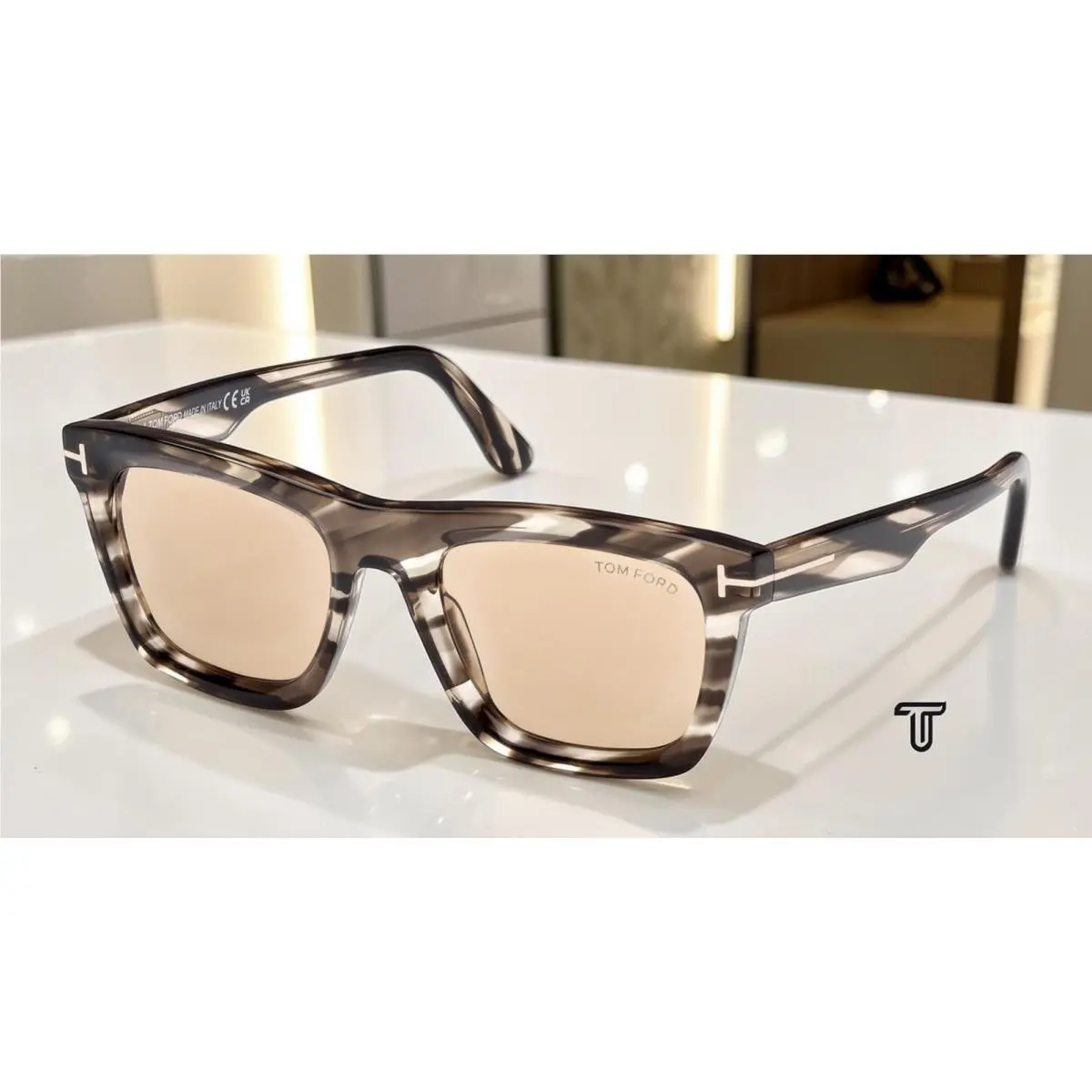 Tom Ford FT1207 56E Lelio Acetate Havana Other Brown 52 mm Men`s Sunglasses - Frame: Havana, Lens: Brown