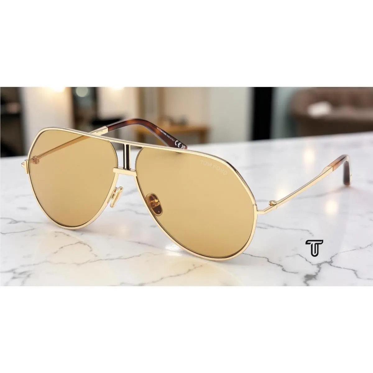 Tom Ford FT1281 30E Rickie 02 Shiny Deep Gold Gold 63 mm Men`s Sunglasses - Frame: Shiny Deep Gold, Lens: Gold