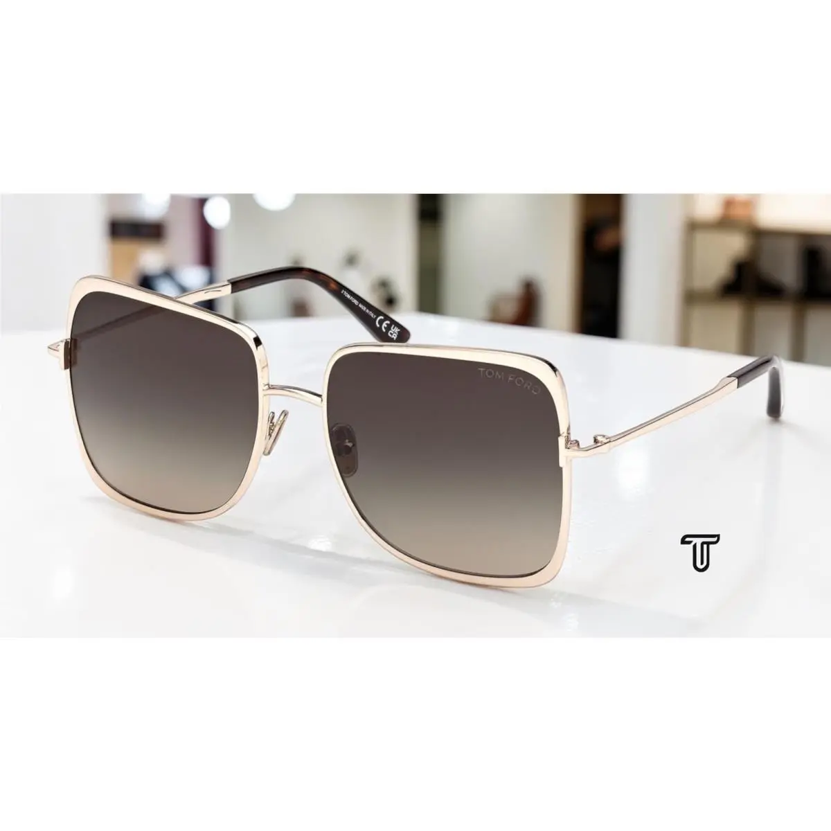 Tom Ford FT1319 28B Metal Shiny Rose Gold Gradient Smoke 57mm Women`s Sunglasses