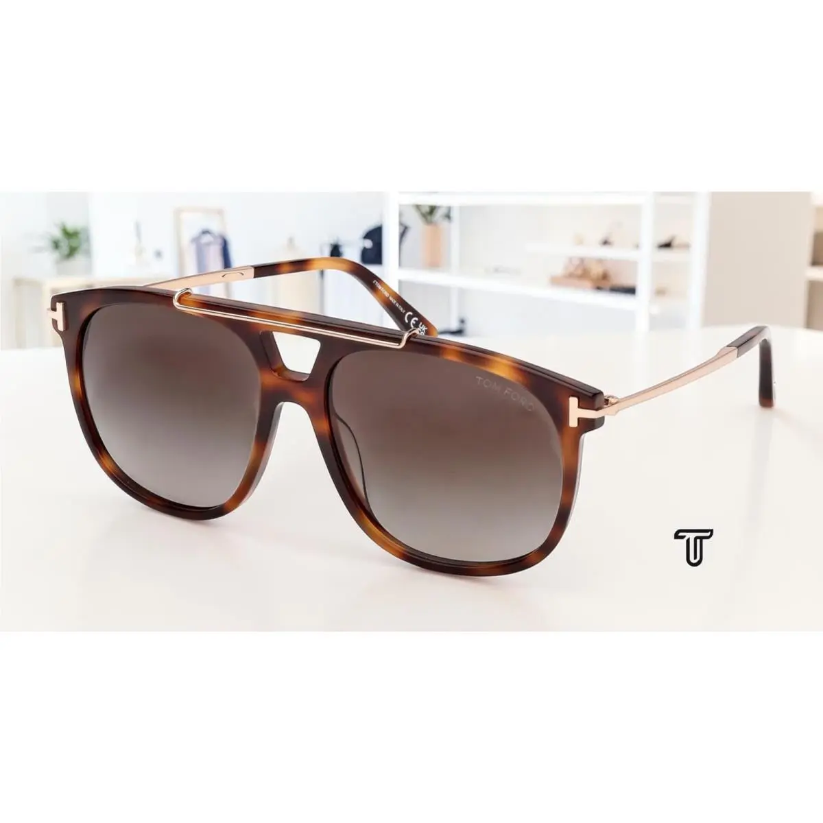 Tom Ford FT1306 53K Acetate Blonde Havana Gradient Roviex 58mm Unisex Sunglasses
