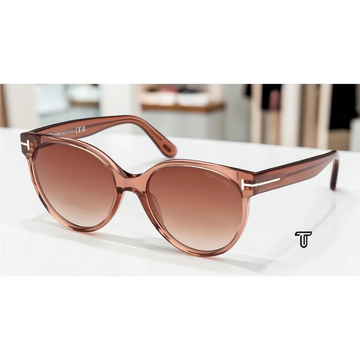 Tom Ford FT1311 45F Shiny Light Brown Gradient Brown 56 mm Women`s Sunglasses