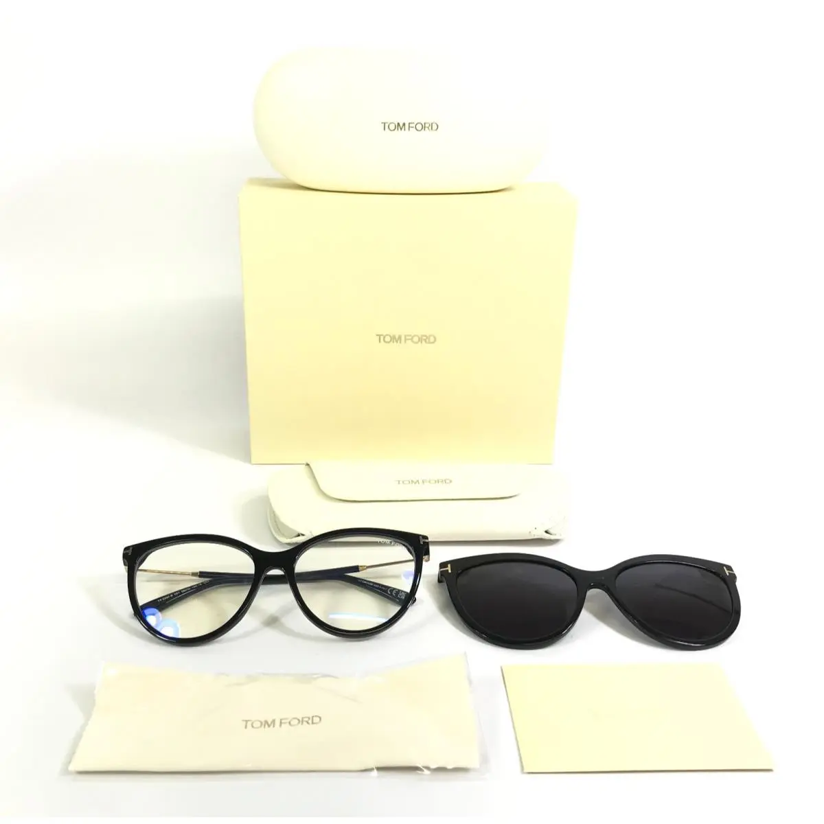 Tom Ford Eyeglasses Frames TF5994-B 001 Black Gold Cat Eye Full Rim 56-16-140