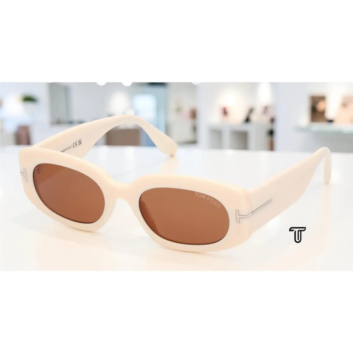 Tom Ford FT1187 25E Cielle Acetate Ivory Brown 52 mm Women`s Sunglasses
