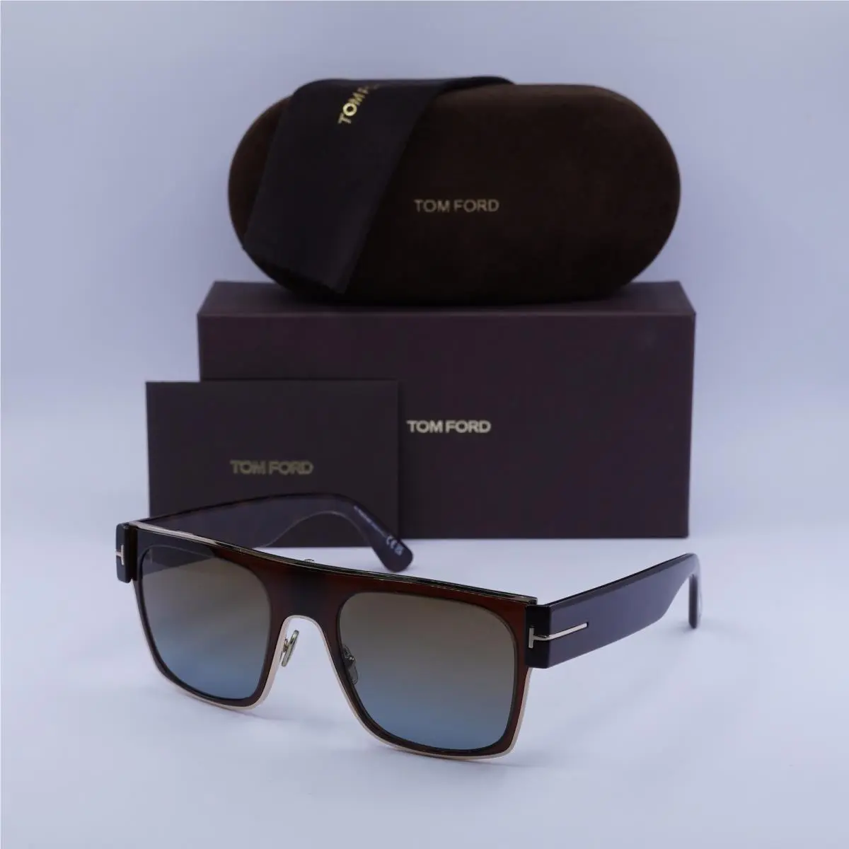 Tom Ford FT1073 48F Shiny Dark Brown/havana/brown Gradient 54-21-145