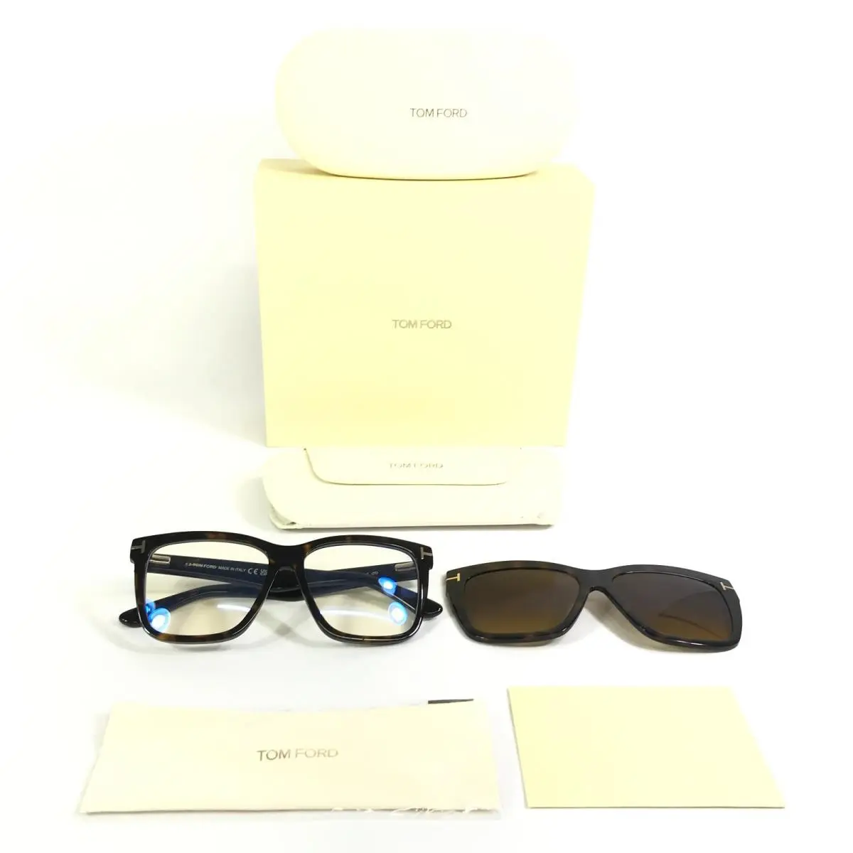 Tom Ford Eyeglasses Frames TF6069-B 052 Tortoise with Magnetic Clip-on 54-14-140