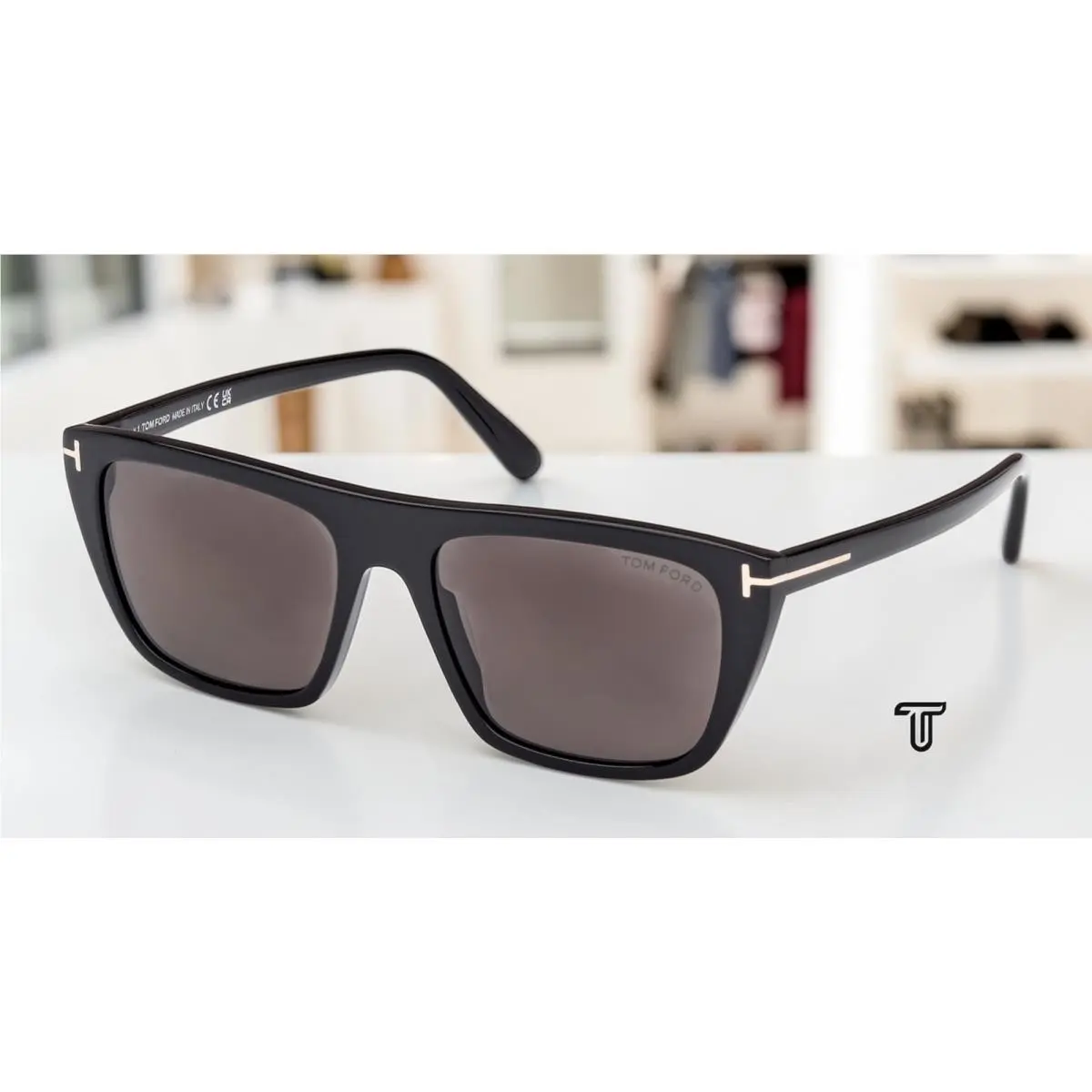 Tom Ford FT1175 01A Aslan Acetate Shiny Black Smoke 56 mm Men`s Sunglasses