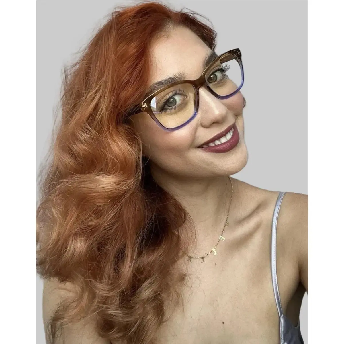 Tom Ford TF 5597-F-B 047 56mm Oversized Brown Blue Women`s Eyeglasses Frame