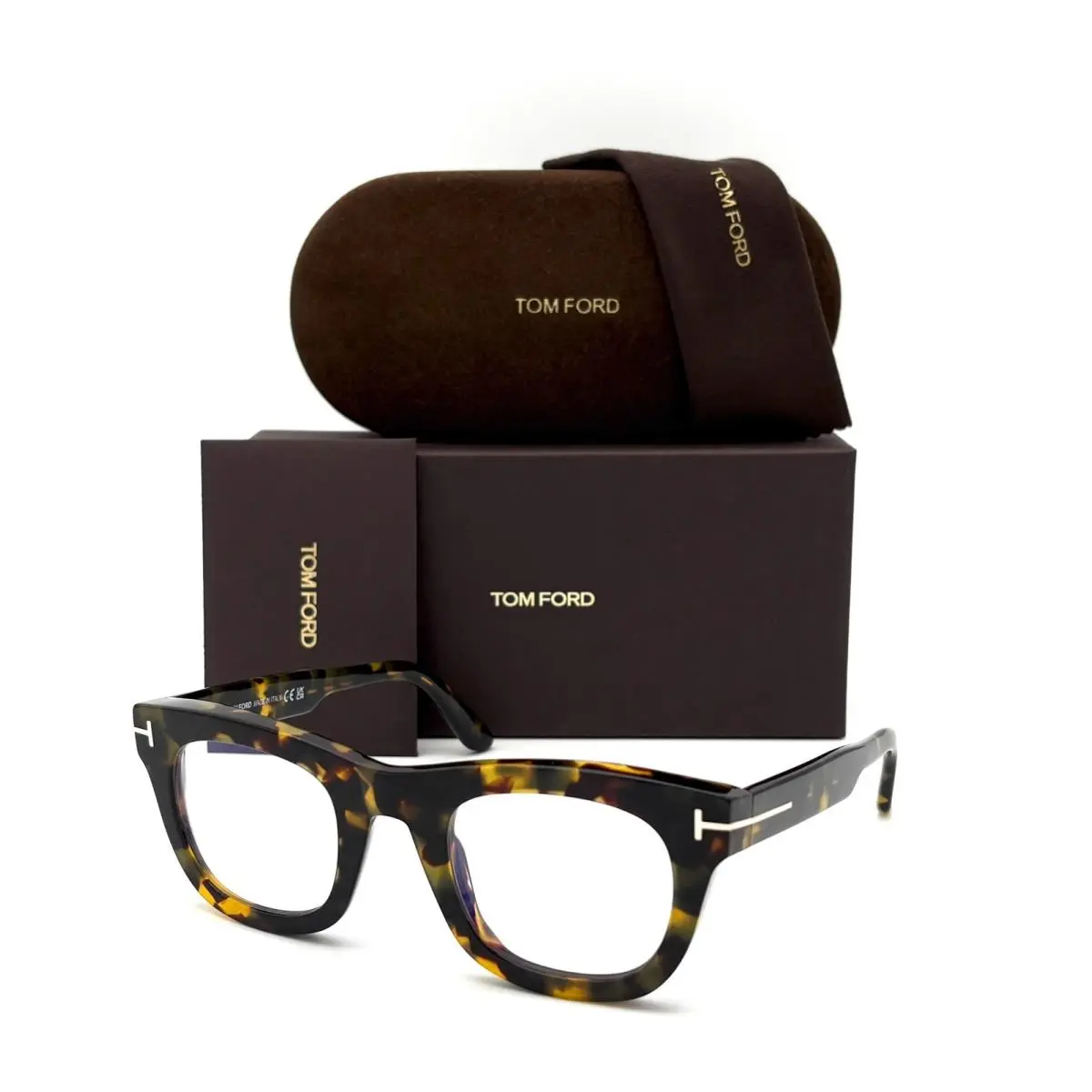 Tom Ford FT5872-B 055 Tortoise / Blue Block 48mm Eyeglasses TF5872