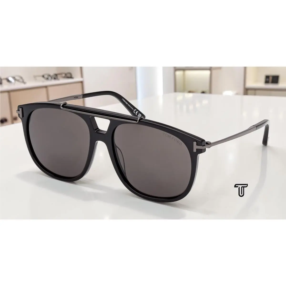 Tom Ford FT1306 01A Acetate Shiny Black Smoke 58 mm Unisex Sunglasses