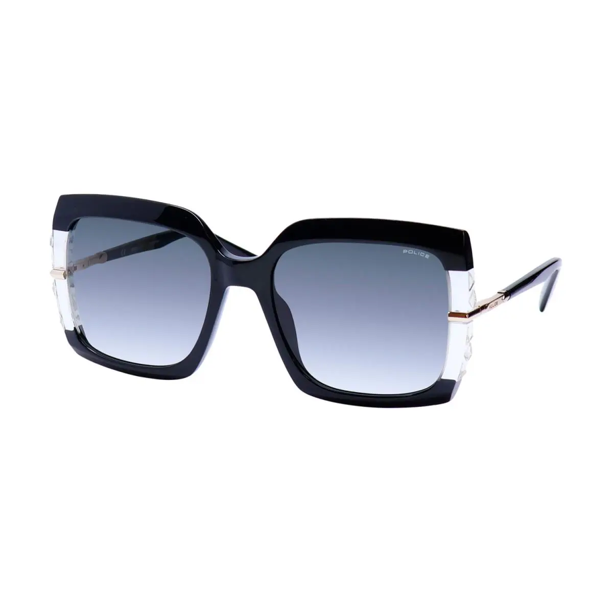 Police SPLG23 Mermaid 3 Sunglasses Bold Avant-garde Design Luxury Womens Shades - Black, Frame: Black, Lens: Gray