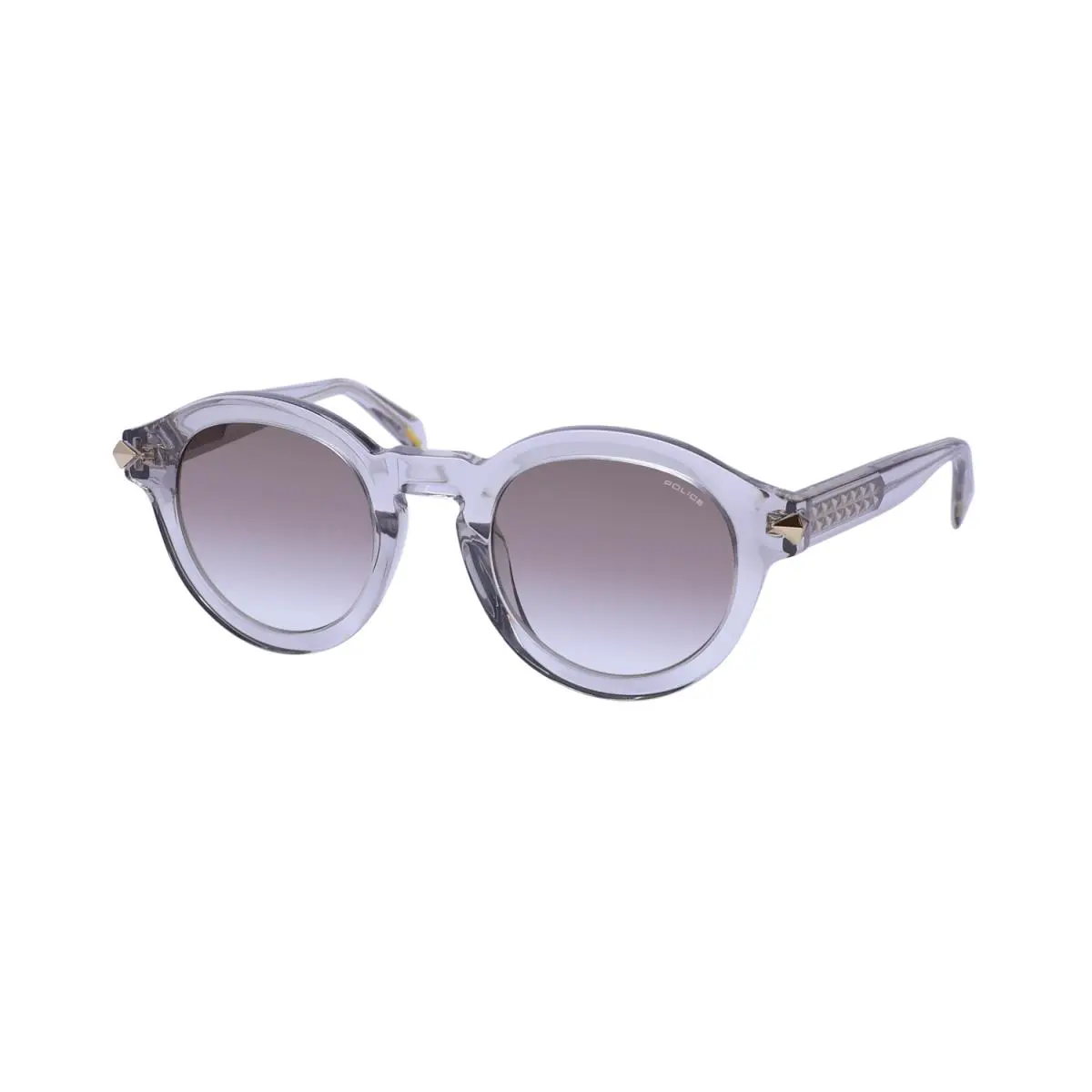 SPLF31 Dawn 3 Sunglasses Round Lenses Bold Contemporary Design Transparent Grey by Police
