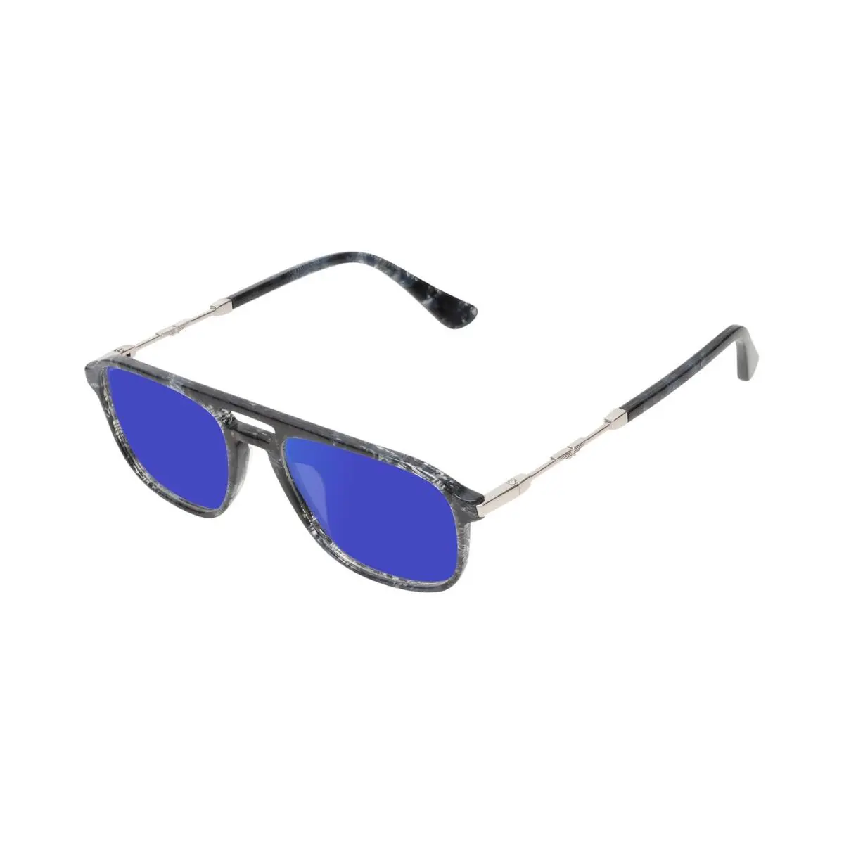 VPLD13 Mens Pilot Designer Polarized Sunglasses in Shiny Blue Marble 53mm Blue Mirror Polar by Police