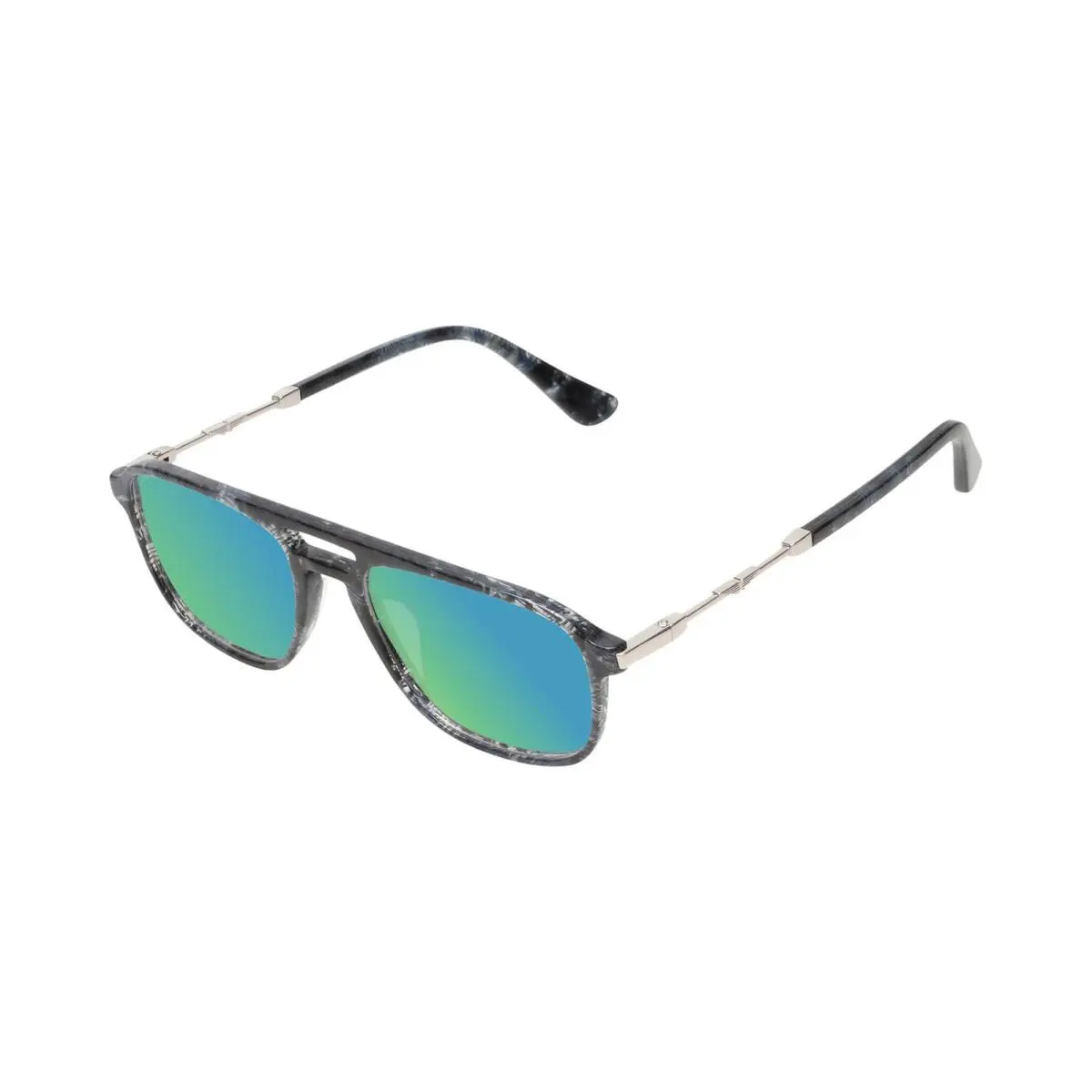 VPLD13 Mens Pilot Designer Polarized Sunglasses in Shiny Blue Marble 53mm Green Mirror Polar by Police