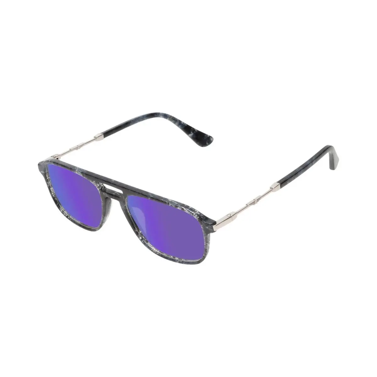 VPLD13 Mens Pilot Designer Polarized Sunglasses in Shiny Blue Marble 53mm Purple Mirror Polar by Police
