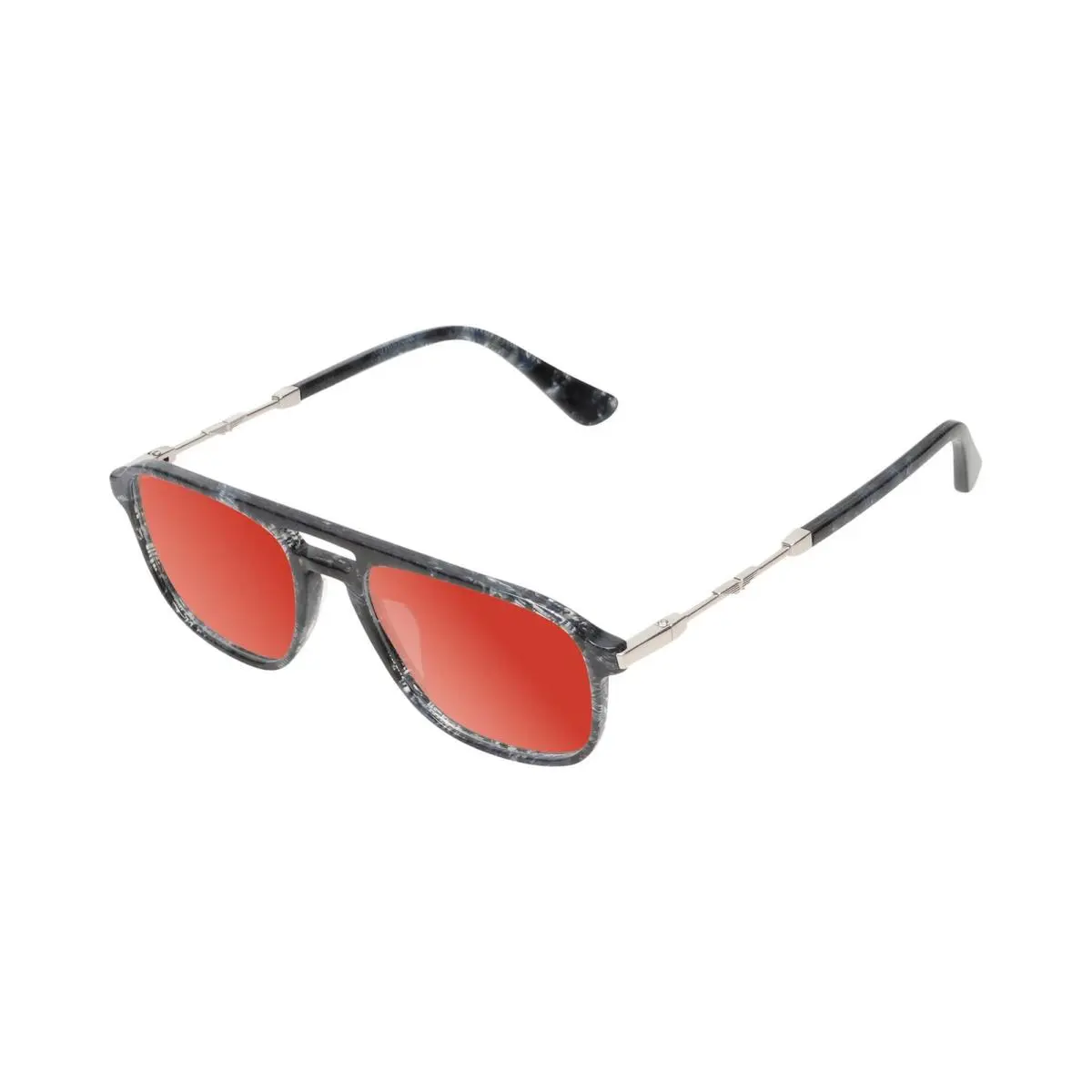 VPLD13 Mens Pilot Designer Polarized Sunglasses in Shiny Blue Marble 53mm Red Mirror Polar by Police