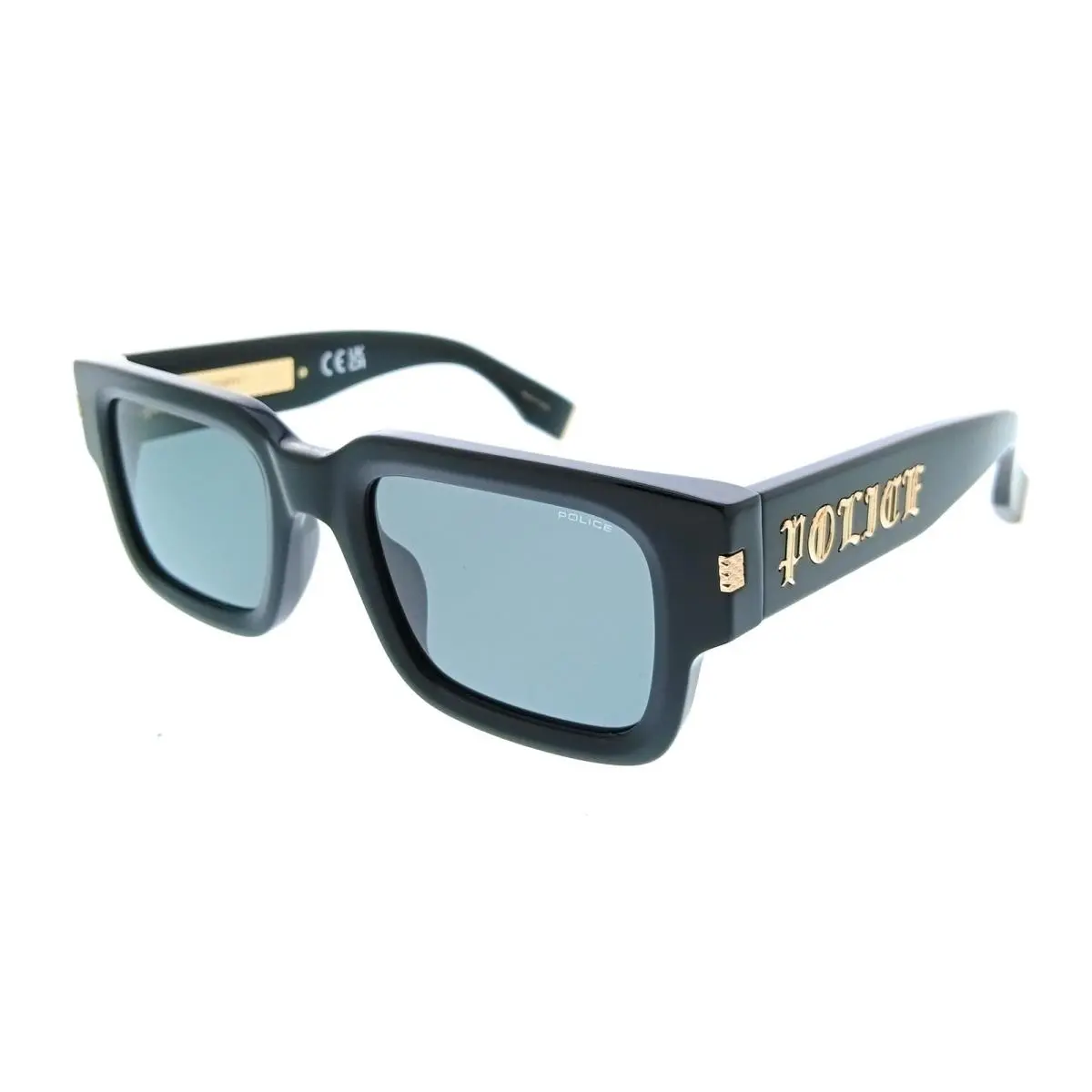 Police PLP32E 700Y Shiny Black Square Mens Sunglasses