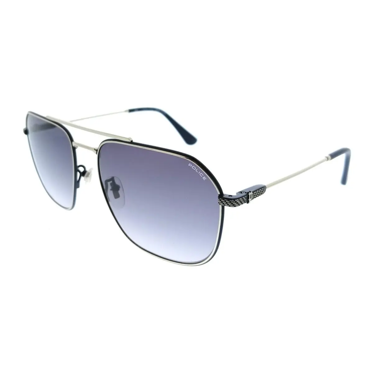 Police PLF64 579 Silver Geometric Mens Sunglasses