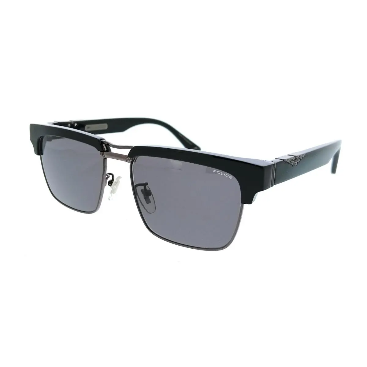 Police PLP25 672 Shiny Black Gold Square Mens Sunglasses