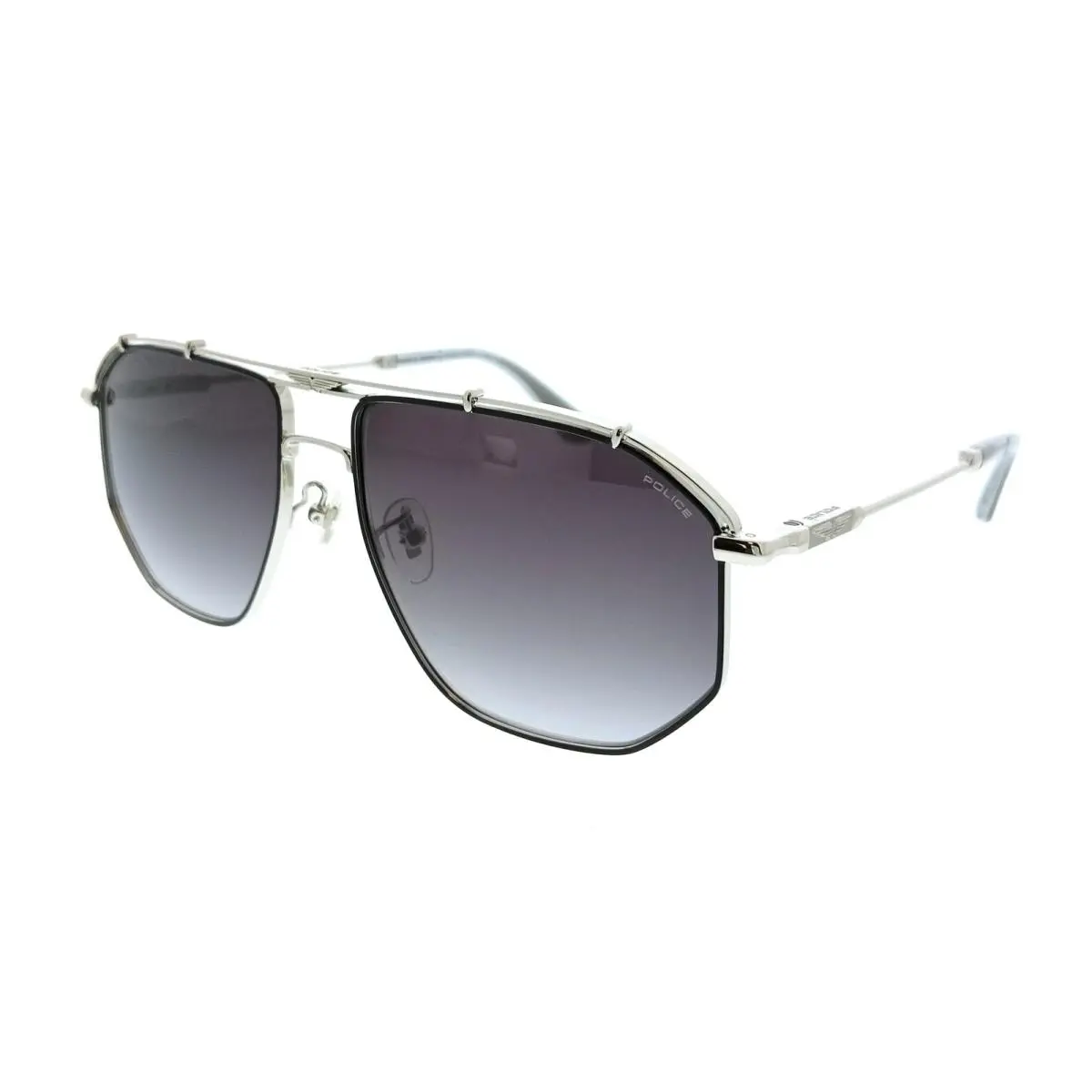 Police PLL17 0K07 Silver Geometric Mens Sunglasses