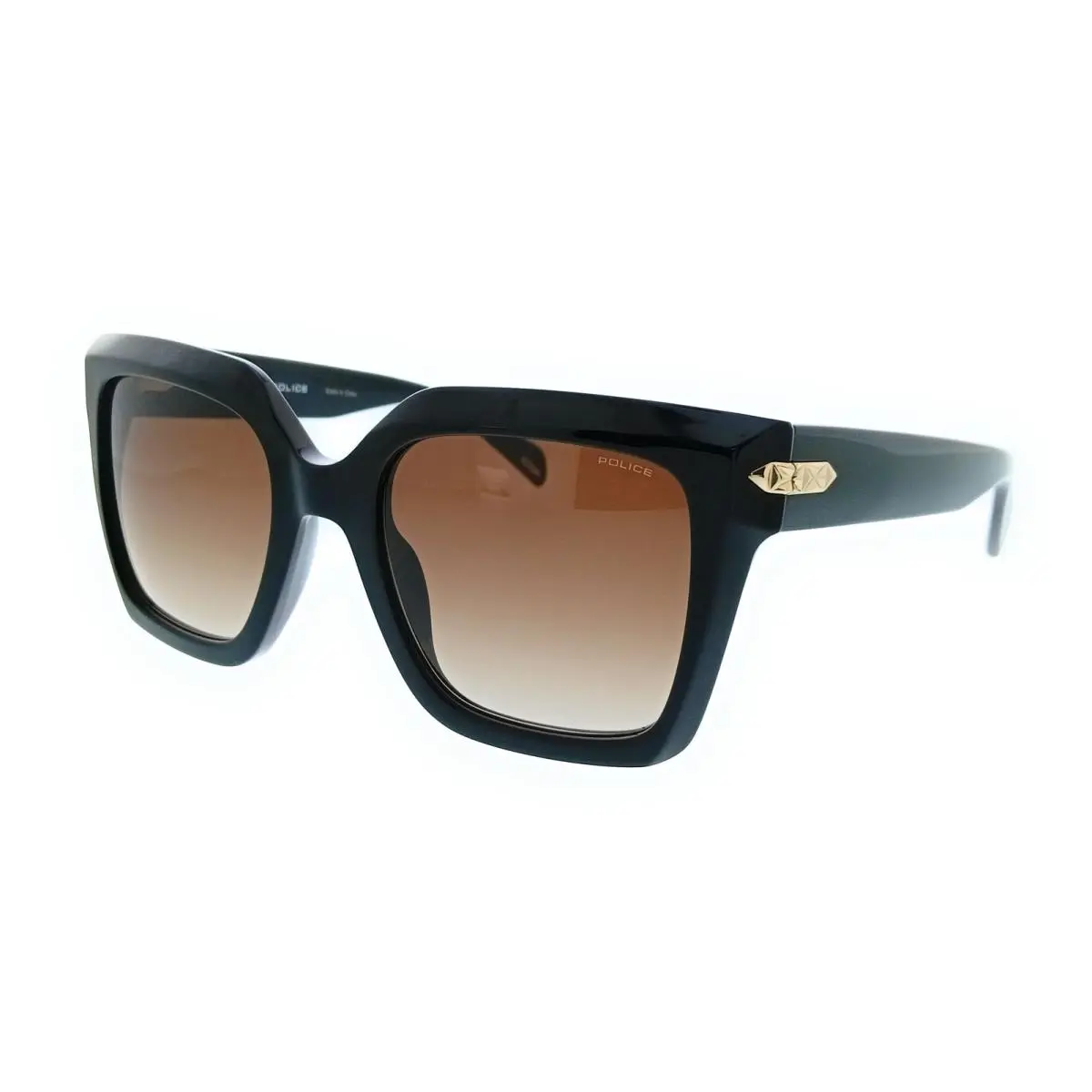 Police PLR26E 700Y Shiny Black Square Womens Sunglasses