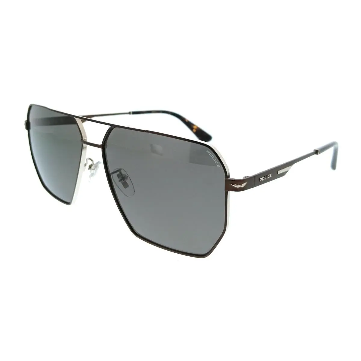 Police PLL79 A75P Shiny Palladium Geometric Mens Sunglasses