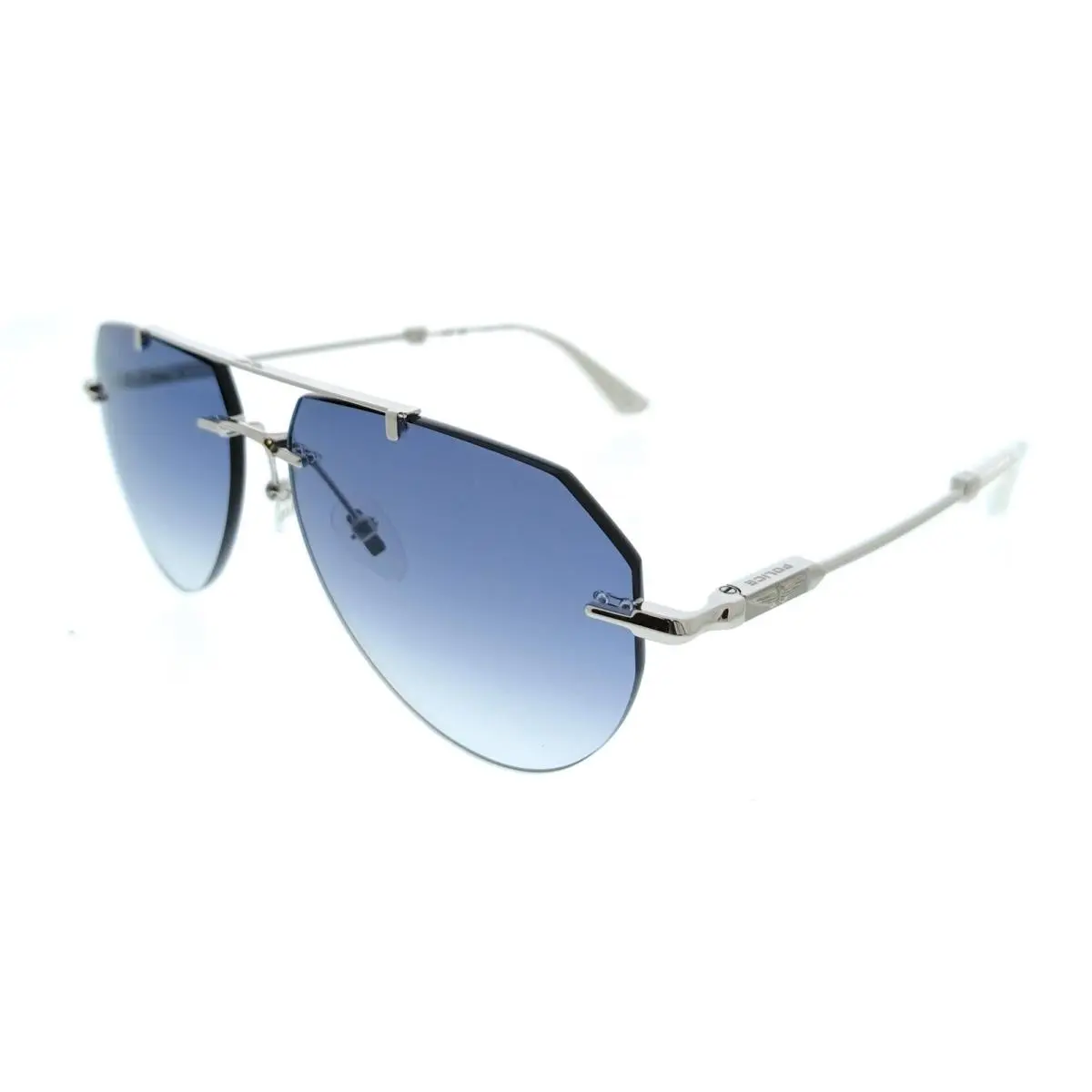 Police PLN42 579 Silver Aviator Mens Sunglasses