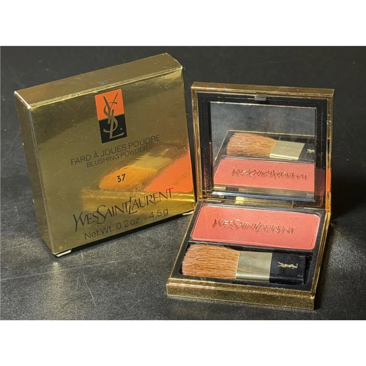 Vintage Yves Saint Laurent Ysl Blushing Powder 37 Rare Gold Compact Rare