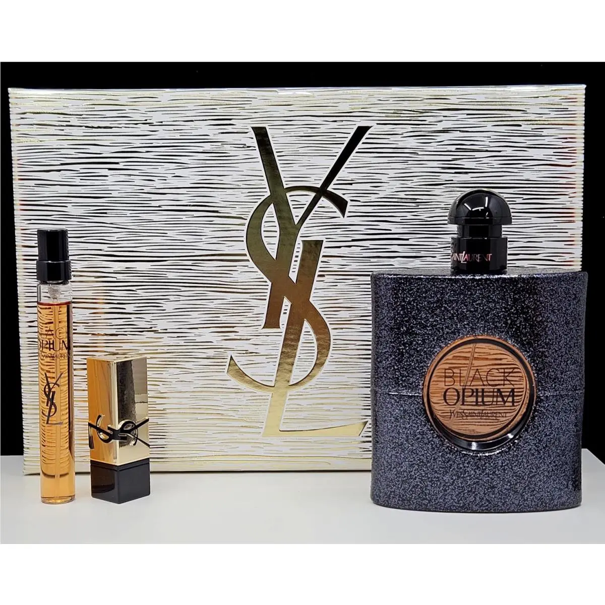Yves Saint Laurent Black Opium Eau De Parfum 3 oz + 0.33 oz + Lipstick Set