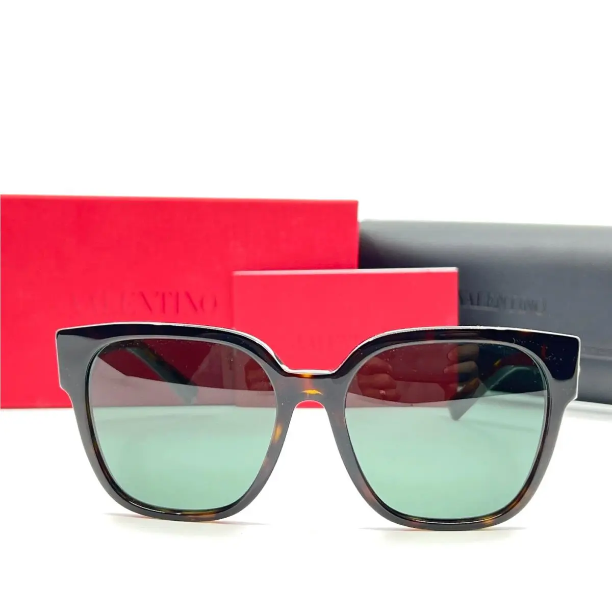 Valentino Sunglasses VA4111 5002/71 Tortoise Cat Eye with Green Lenses 140 3N