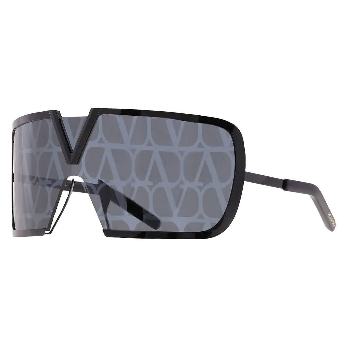 Valentino Romask Dark Grey/black Flash Mirror Monogram Pattern Shield Unisex