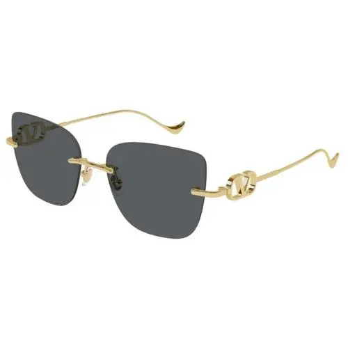 VG0033S 001 Gold Rimless Shield Sunglasses Gray Lens Italy by Valentino