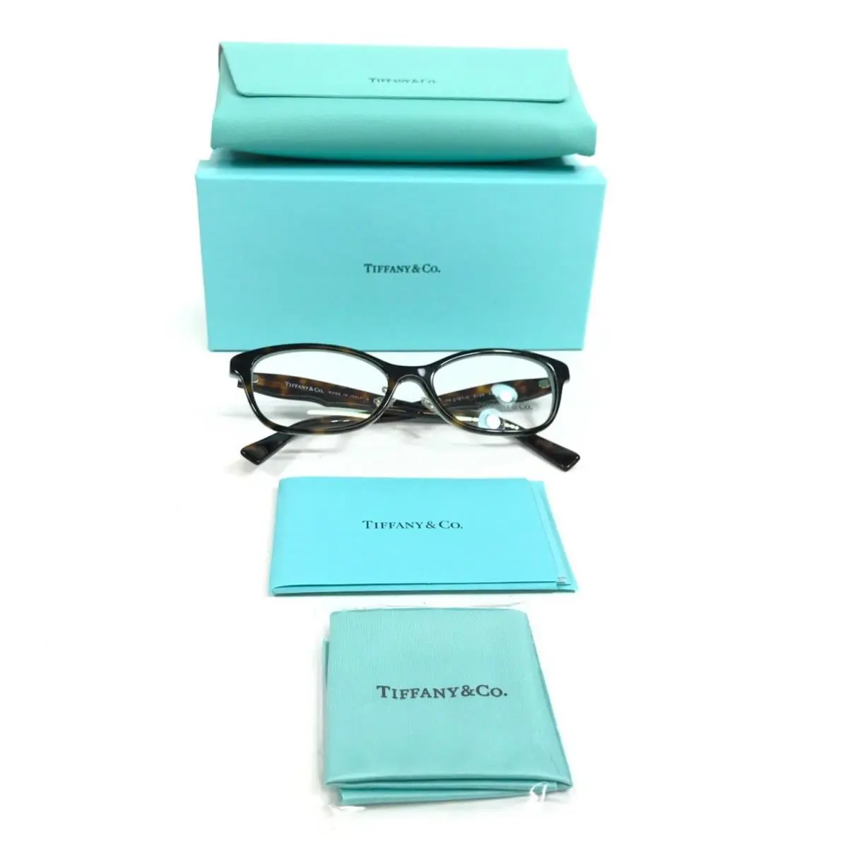Tiffany Co. Eyeglasses Frames TF2187-D 8134 Havana on Tiffany Blue 52-16-140