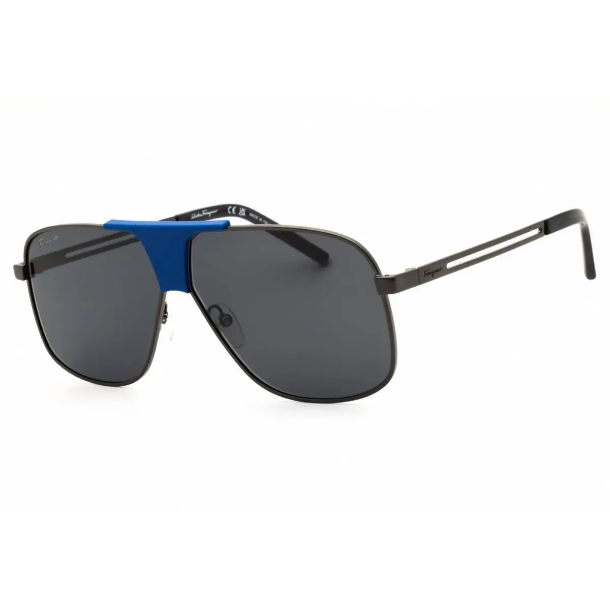 Men`s Sunglasses Dark Ruthenium/blue Metal Frame SF292S 029 by Salvatore Ferragamo