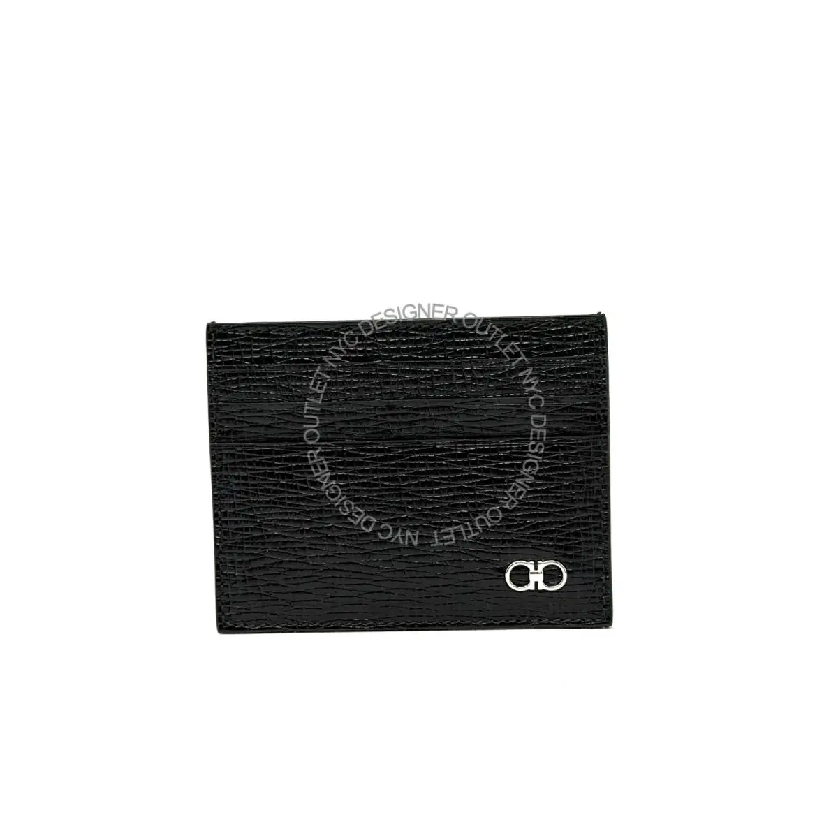 Salvatore Ferragamo Men Black/navy Leather Card Holder Wallet