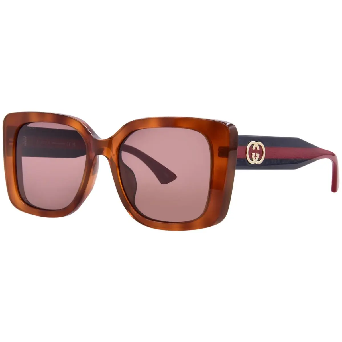 GG2118SA 004 Sunglasses Women`s Havana/blue/brown Butterfly Shape 55mm by Gucci