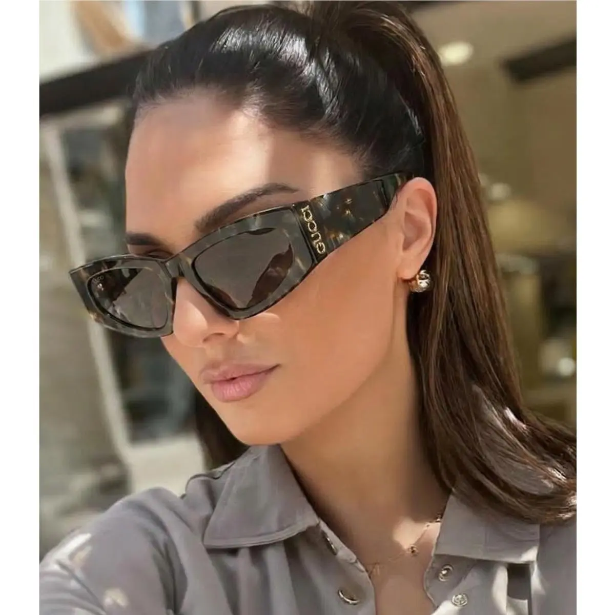 Gucci GG2040S-003 Sunglasses 54mm - Frame: Havana Havana Grey, Lens: Grey