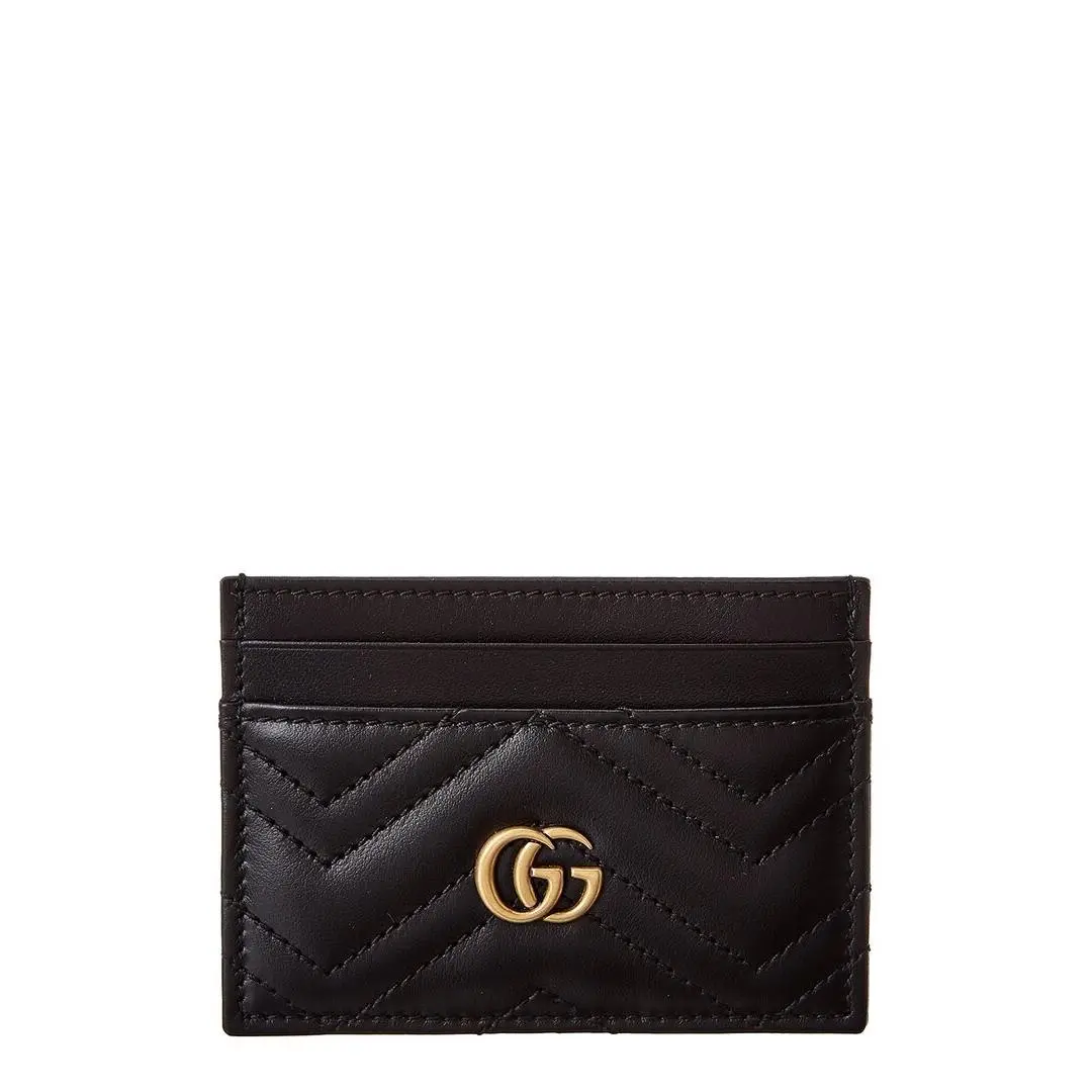 Gucci Marmont Quilted Leather Card Case Women`s Black Os