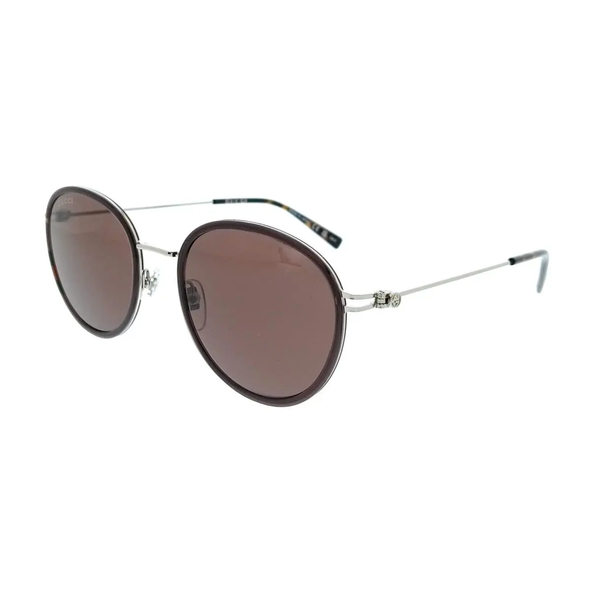 Gucci GG1849S-004 Brown Oval Slim Metal Womens Sunglasses