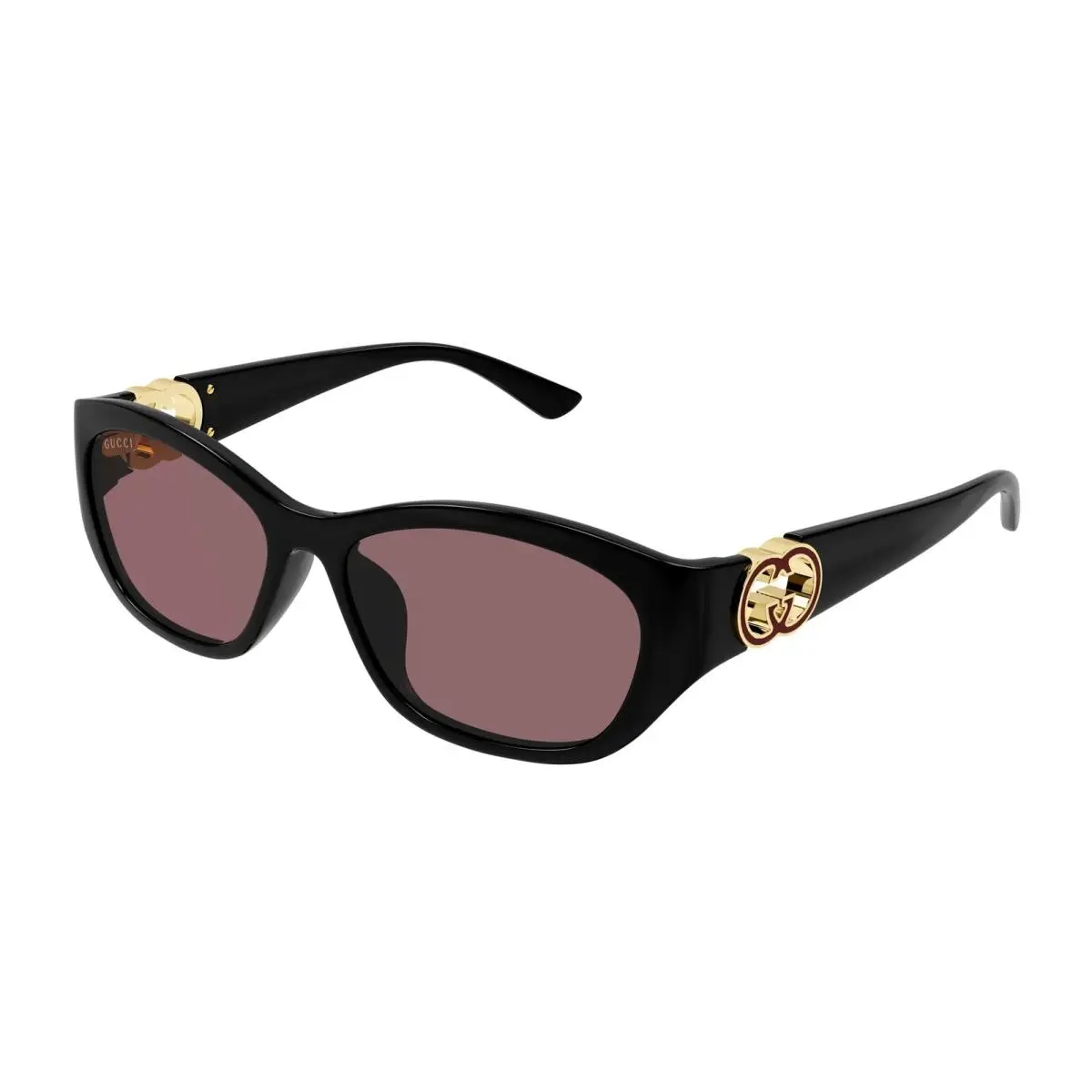 Gucci GG1826SK 007 Oval Sunglasses 57mm Black / Red Solid Lens