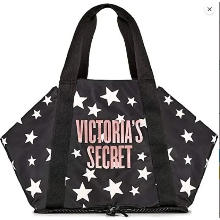 Victorias Secret Collapsible Tote Bag Celestial Shimmer Stars Packable Weekender