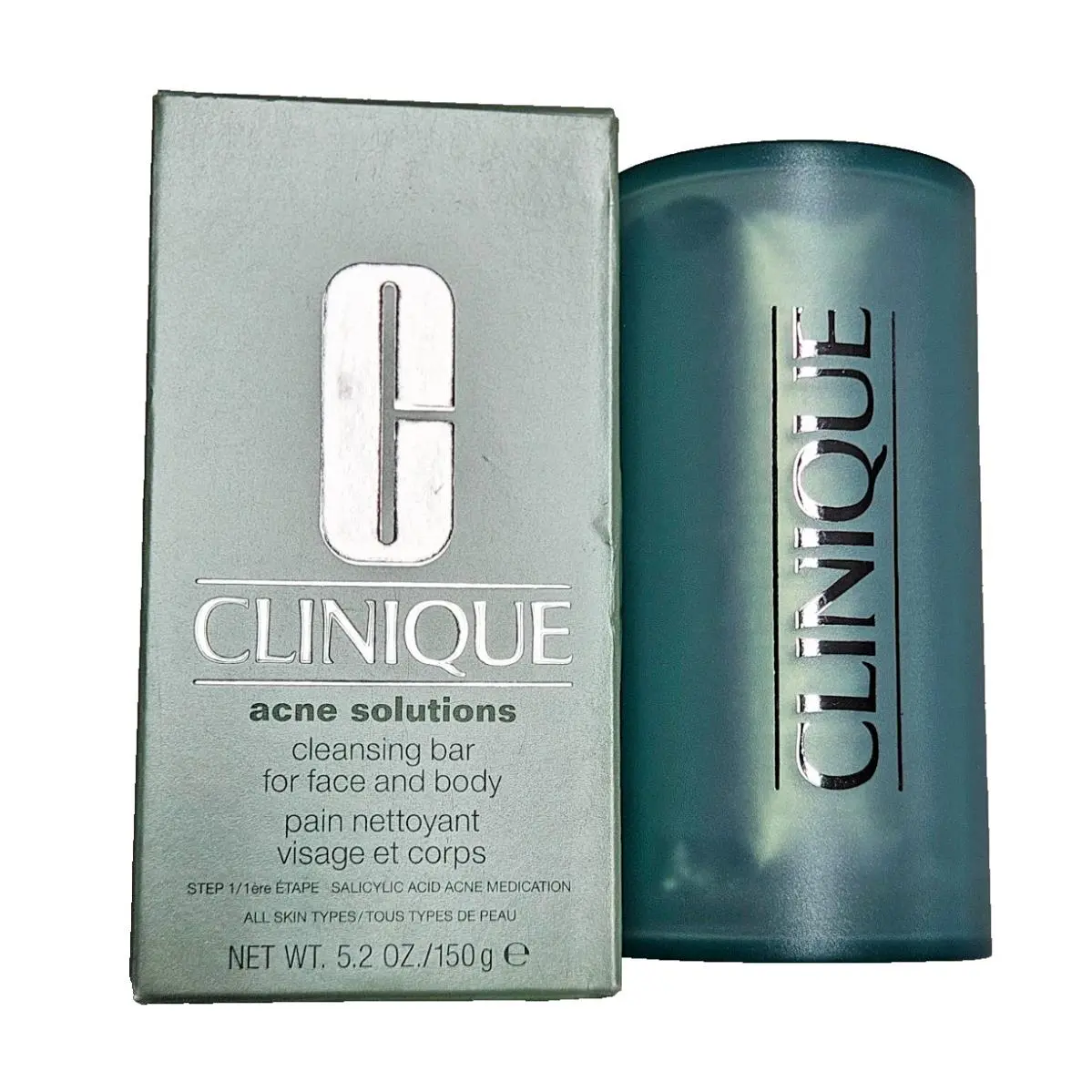 Clinique Acne Solutions Cleansing Bar Soap For Face and Body Full Size 5.2 oz
