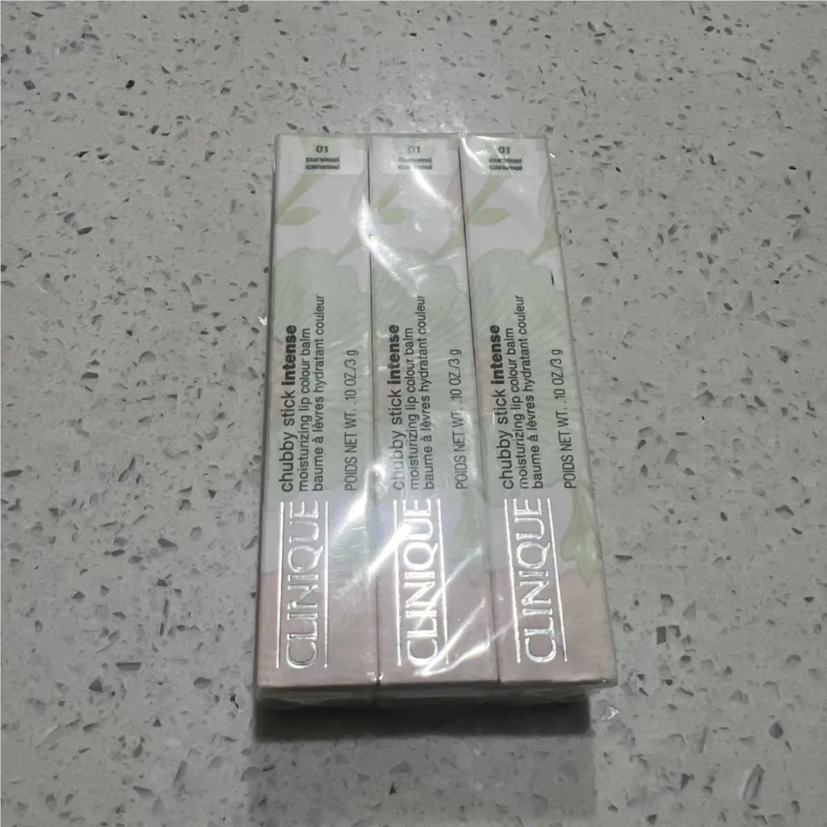 3x Clinique Chubby Stick Intense 01 Curviest Caramel Lip Colourbalm Full Size L2