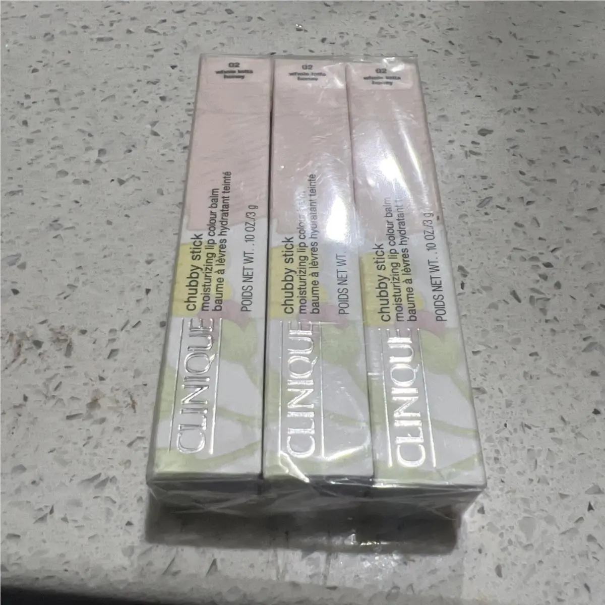 3xCLINIQUE Chubby Stick Lip Color Balm 02 Whole Lotta Honey /0.10 Oz/new L2